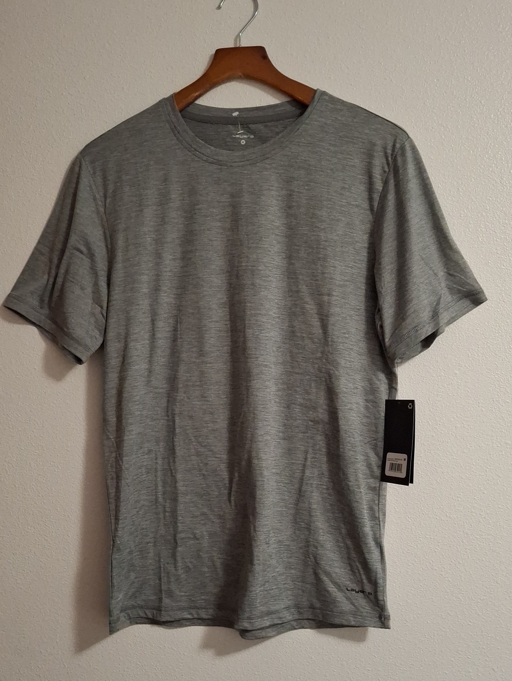 Layers NWT Classic Men's Crew Neck T-Shirt in Heather Gray Athletic Gym Size Med